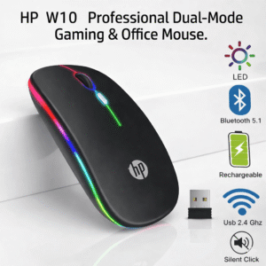 Original HP W10 RGB Rechargeable Dual-Mode Wireless Mouse