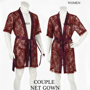 Couple Matching Romantic Robe / Gown Set ? Sensual Net Nightwear for Men & Women (Pack of 2) | SKU: DC-C004