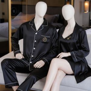 Couple Night Dress Silk Sleepwear Set ? 4-Piece Pajama & Robe Set | SKU: DC-C012